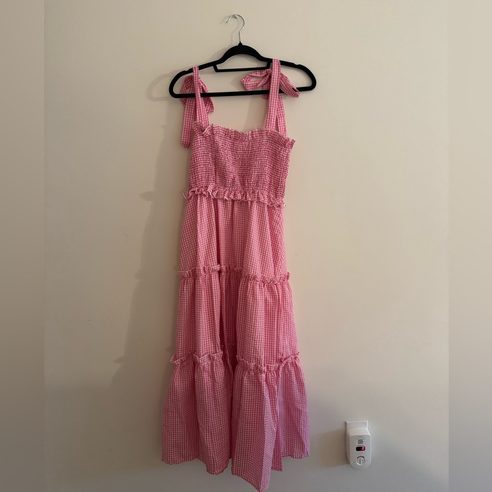 Amazon Pink Gingham Maxi Dress